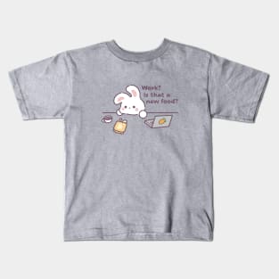 Cute bunny lazy working and daydreaming about food Kids T-Shirt